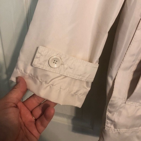 KORET Large Cream Ivory Windbreaker Lightweight Jacket Coat Hooded Button Up - Picture 4 of 9